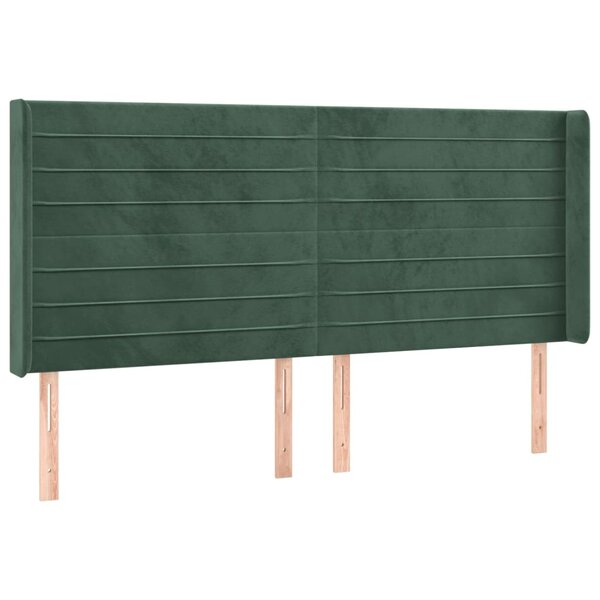 vidaXL Tête de lit avec oreilles Vert foncé 163x16x118/128 cm Velours