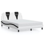 vidaXL Cadre de lit avec LED sans matelas blanc et noir 140x190 cm