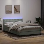 vidaXL Sommier à lattes de lit et matelas et LED gris clair 160x220cm velours