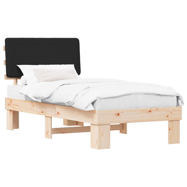 vidaXL Cadre de lit avec tête de lit rembourrée Noir 75 x 190 cm