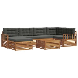 vidaXL Ensemble de canapés d'extérieur 7 pc Naturel et Anthracite
