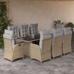 vidaXL Ensemble à manger de jardin et coussins 9 Pièces mélange beige