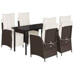 vidaXL Ensemble à manger de jardin 5 Pièces et coussins marron poly rotin