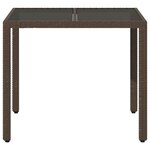 vidaXL Table de jardin avec dessus en verre marron résine tressée