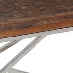 vidaXL Table basse argenté inox et bois de mélèze massif