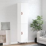 vidaXL Buffet haut Blanc brillant 34 5x34x180 cm Bois d'ingénierie