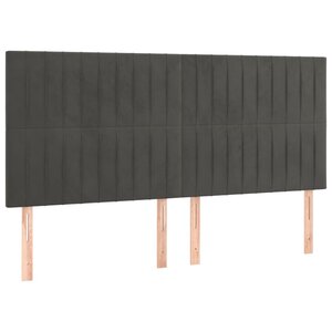 vidaXL Têtes de lit 4 Pièces Gris foncé 80x5x78/88 cm Velours