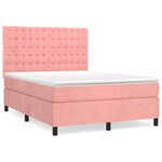 vidaXL Sommier à lattes de lit avec matelas Rose 140x200 cm Velours