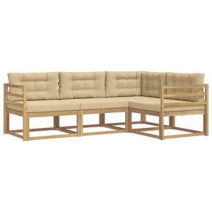 vidaXL Ensemble de canapés d'extérieur 3 pc Blanc et Beige Polyester