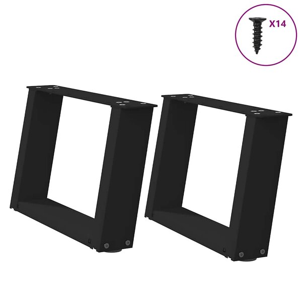 vidaXL Pieds de table basse en U  2 pièces  noir  40 x (30-31) cm  acier