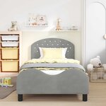 vidaXL Cadre de lit pour enfants avec tête de lit Gris clair Velours