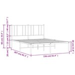 vidaXL Cadre de lit métal sans matelas et tête de lit blanc 150x200 cm