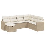 vidaXL Salon de jardin avec coussins 7 Pièces beige résine tressée