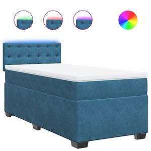 vidaXL Sommier à lattes de lit avec matelas bleu 90x190 cm velours