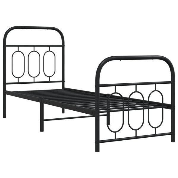 vidaXL Cadre de lit métal avec tête de lit/pied de lit noir 75x190 cm