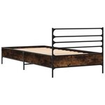 vidaXL Cadre de lit chêne fumé 75x190 cm bois d'ingénierie et métal
