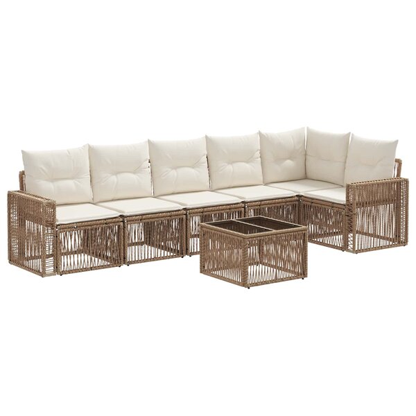 vidaXL Ensemble de canapé de jardin 7 Pièces Beige et blanc crème
