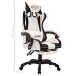 vidaXL Fauteuil de jeux vidéo avec LED RVB Noir et blanc Similicuir
