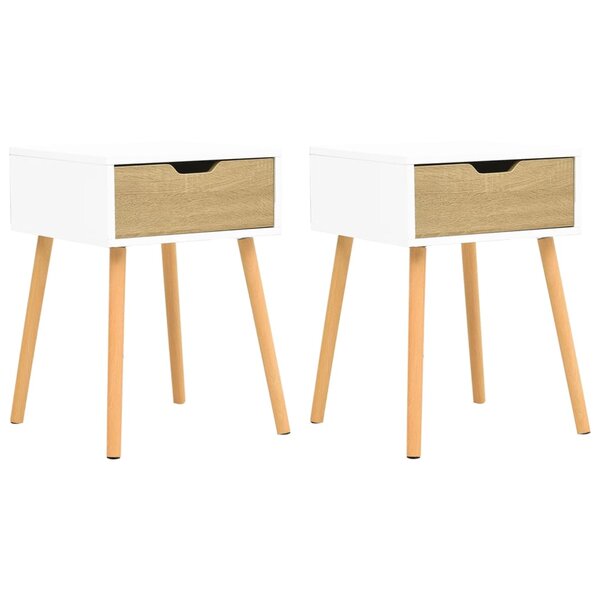 vidaXL Tables de chevet 2 Pièces Blanc/chêne sonoma Bois d'ingénierie