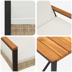 vidaXL Ensemble de meubles d'extérieur 3 Pièces Beige et blanc crème