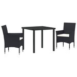 vidaXL Ensemble de jardin 2 pièces noir en poly rotin