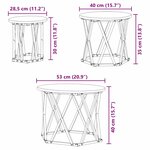 vidaXL Table d'appoint empilable 3 Pièces chêne artisanal 53 x 53 x 40 cm