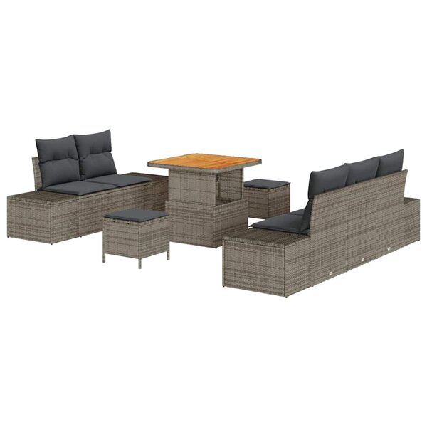 vidaXL Ensemble de canapé de jardin avec coussin 8 Pièces Gris clair Gris