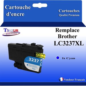 T3AZUR- Cartouche compatible avec Brother LC3237 XL Cyan pour Brother HL-J6000DW  HL-J6100DW