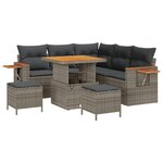 vidaXL Ensemble de canapé de jardin 8 pièces avec coussins gris en poly rattan acacia