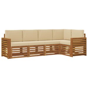 vidaXL Ensemble de canapés d'extérieur 5 pc Naturel et Beige Polyester