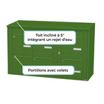 Bloc collectif leabox.com  3x2  grade 3  simple face  Extérieur  fixation murale   Vert mai RAL 6017 finition brillante
