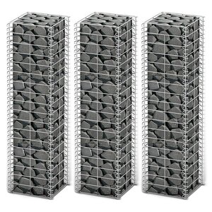 vidaXL Jeu de panier de gabion 3 Pièces Fil galvanisé 25 x 25 x 100 cm