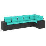vidaXL Salon de jardin 6 Pièces avec coussins noir résine tressée