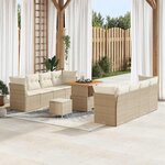 vidaXL Ensemble de canapé de jardin avec coussin 11 Pièces beige et crème
