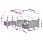 vidaXL Ensemble de Canapés de Jardin 9 Pièces avec Coussins Beige Poly Rattan Acacia