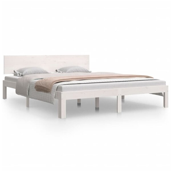 vidaXL Cadre de lit sans matelas blanc bois de pin massif 160x200 cm