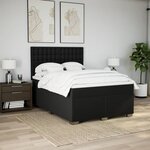 vidaXL Sommier à lattes de lit avec matelas Noir 140x200 cm Tissu