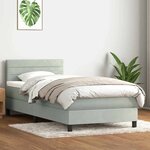 vidaXL Sommier à lattes de lit et matelas gris clair 90x220 cm velours