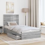 vidaXL Lit de Rangement Gris Sonoma 75 x 190 cm Bois d'ingénierie