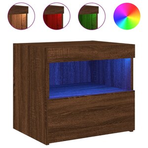 vidaXL Table de chevet avec lumières LED chêne marron 50x40x45 cm