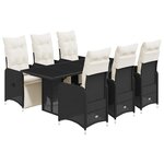 vidaXL Ensemble de bistro de jardin 7 Pièces coussins noir poly rotin