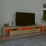 vidaXL Meuble TV avec lumières LED Chêne sonoma 260x36 5x40 cm
