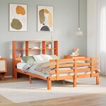 vidaXL Lit bibliothèque sans matelas cire marron 120x200 cm pin massif