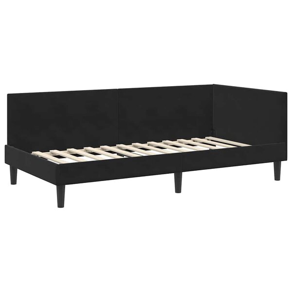 vidaXL Cadre de lit d'angle Autre avec tête de lit Noir 80 x 200 cm