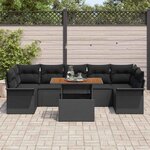 vidaXL Ensemble de canapé de jardin avec coussin 8 Pièces Noir