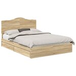 vidaXL Lit de Rangement Chêne Sonoma 140 x 200 cm Bois d'ingénierie