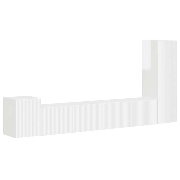 vidaXL Ensemble meuble TV 3 Pièces Blanc brillant Bois d'ingénierie