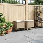 vidaXL 2 pc Pouf de Jardin Rotin PE Beige et crème