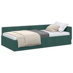 vidaXL Cadre de lit d'angle Vert foncé 100 x 200 cm Velours