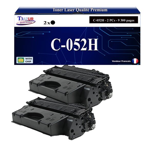 T3AZUR - 2x Toners compatibles avec Canon 052H pour Canon LBP-212dw  LBP-215x  LBP-214dw Noir - 9 200p